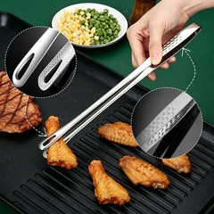 (2PCS) Stainless Steel Steak Clamp Food Clip Tongs Bread Meat BBQ Cooking Tool
