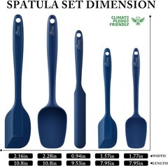 Classic Blue Silicone Spatula Set of 5 – Non-Stick, High Heat Resistant & Safe