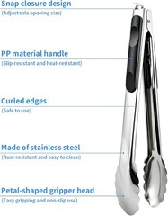 Versatile Non-Slip Kitchen Tongs Set – 9/12 Inch Heat-Resistant & Durable