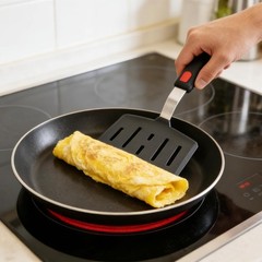 Silicone Wide Slotted Spatula Non-Stick Egg Pancake Turner Heat Resistant Black