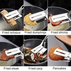 Tongs Steak Clamp Kitchen Stainless Steel Tool Food Clip Bread Meat BBQ Cooking