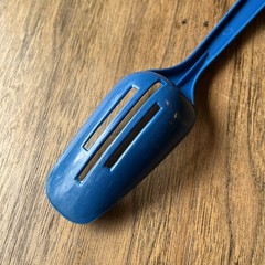 Unbranded Blue Nylon Slotted Cooking Serving Spoon 11 Inch Retro Vintage Kitchen