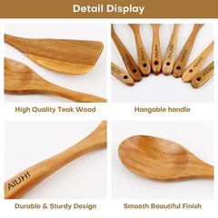 WOOD SPOONS FOR COOKINGNONSTICK KITCHEN UTENSIL SETWOODEN SPOONS COOKING UTENSIL