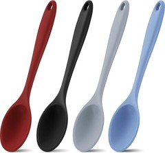 Silicone Cooking Spoons Set 4 Pieces Heat Resistant Non Stick Kitchen Utensils