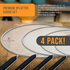 4 U.S. Kitchen Supply Splatter Screens, 13″, 11.5″, 10″ & 8″, Stainless Steel
