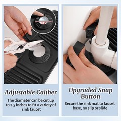 24 inch Faucet Mat for Kitchen Sink Splash Guard, 7° Slope Silicone Sink Wate…