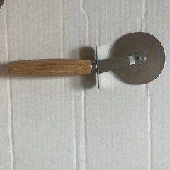 Curved Pizza Knife And Round Pizza Cutter Set Of 2 Stainless Steel Wood Handles