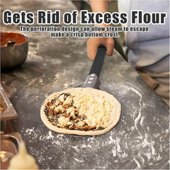 Pizza Turning Peel 6 Inch round Aluminum Perforated Pizza Peel Turner with Metal