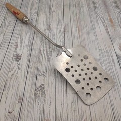 Vintage Chief Slotted Holes Long Spatula Red Wood Handle Farmhouse Rustic Turner
