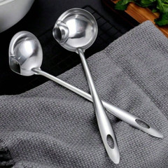 Stainless Steel Colander Soup Spoon Gravy Filter Oil Fat Separator Kitchen Ladle