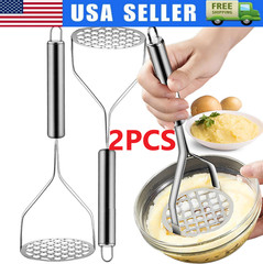 2PCS Stainless Steel Manual Potato Press Kitchen Tool Potato Masher Food Grater