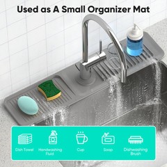 24 Inch Longer Faucet Mat for Kitchen Sink [5°Slope Fast Self-draining]Bathroom