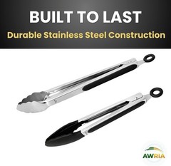 Silicone Tongs for Cooking Kitchen Tongs with Silicone Tips | 9″ & 12″ Cookin…