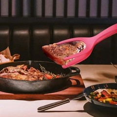 2 In 1 Nylon Grip Flip Tongs Egg Spatula Tongs Steak Spatula Fried Turners Tools