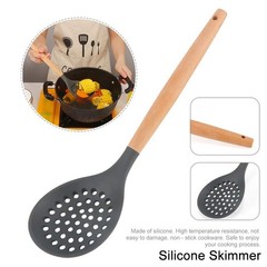 Slotted Spoons Nonstick Skimmer Heat Resistant Frying Strainer Black Unit