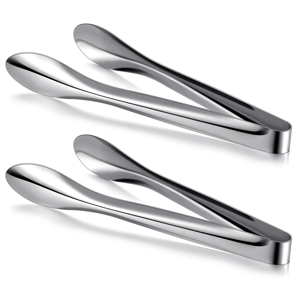 Polished Stainless Steel Serving Tongs 12 Inch Heavy Duty BBQ 2 PCS