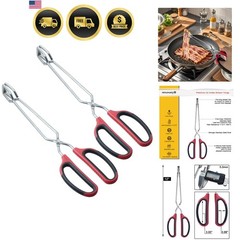 Stainless Steel Scissor Tongs with Comfort-Grip Handle 12-Inch, Set of 2