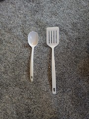 Lot of 2 Melamine utensils Copco White 2530-23 Spatula and Ware China 808 Spoon