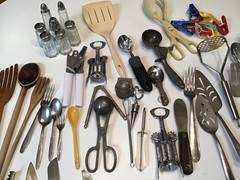 Bundled Lot ~50+ Kitchen Cooking Serving Utensils Tools Gadgets Knives etc.
