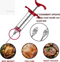 Meat Injector Syringe 1-oz Plastic Marinade Turkey Kit 2 Needles BBQ Grill QPMR