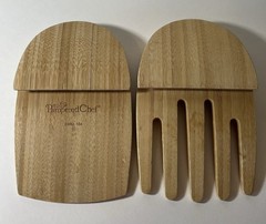Pampered Chef Bamboo Salad Hands Set Wood Easy Clean 2-Piece Brown CHINA-10A
