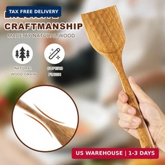 Natural Acacia Wood Spatula Set 2 Pack Non Stick Cooking Kitchen Utensil Tools