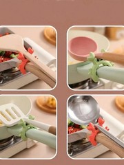 Silicone Crab Spatula Holder Heat Resistant Utensil Rest Kitchen Cooking Tool
