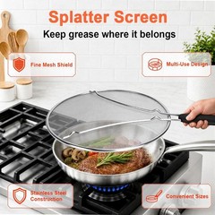 Splatter Screen for Frying Pan 13 Inch – Stainless Steel Grease Splatter Guard –