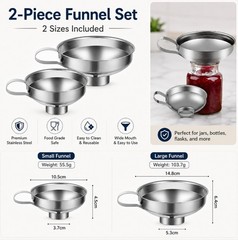 2-Piece Stainless Steel Canning Funnel Set for Mason Jars – Wide Mouth Funnel