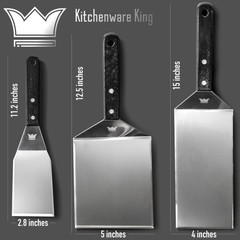 Premium Mirror Polished Stainless Steel Spatula Set – Griddle Spatula Set Wit…