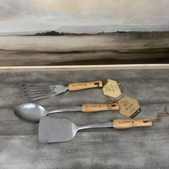 Williams Sonoma de Buyer Utensils Set/3 Silver Tan Bent Flexible Turner Read