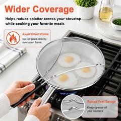Splatter Screen for Frying Pan 13 Inch – Stainless Steel Grease Splatter Guard –
