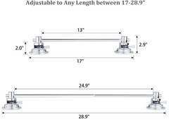 Barra Toallera Extensible De Acero Inoxidable 17-29 Pulgadas Con Ventosa Cromado