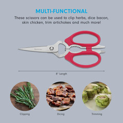 Messermeister 8-Inch Take-Apart Kitchen Scissors, Red – Includes Screwdriver, Nu