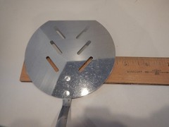 VTG Slotted Wide Round Chrome Spatula Metal Turner Wood Handle Short 11″ Long