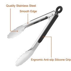 9-Piece Stainless Steel Kitchen Tongs Set – Non-Slip Grilling & Cooking Tools, 7