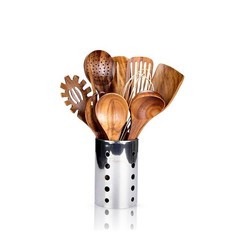 Wooden Kitchen Utensils set 11 PCS Wooden Cooking Spoons and Spatula for Cooking