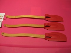 3 Red Silicone Spatula With Bowl Side Drip Clip / 8″ Ergonmic Handle Pot Stirer