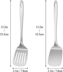 2PCS Metal Spatula Set – Stainless Steel Spatula Solid & Slotted Turner