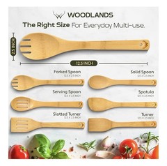 WOODLANDS USA Wooden Spoons for Cooking set of 6 safe for nonstick pans/Durable!
