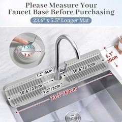 24 inch Faucet Mat for Kitchen Sink Splash Guard, 7° Slope Silicone Sink Wate…