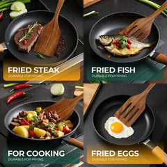 TEAK WOOD SPATULA FOR COOKING DURABLE FLAT TURNER AND SLOTTED SPATULA FOR NONSTI