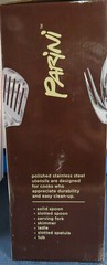 NIB PARINI 7 PC. POLISHED STAINLESS STEEL UTENSIL SET, SPOONS FORK LADLE SPATULA