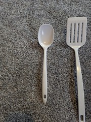Lot of 2 Melamine utensils Copco White 2530-23 Spatula and Ware China 808 Spoon