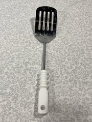 Vtg 1970s Prestige Steel Cooking Spatula Frying Pan Slotted Egg Flipper White