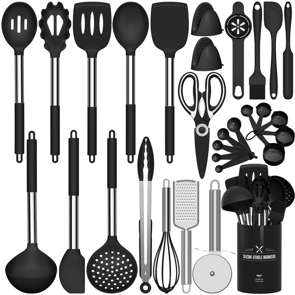 SILICONE COOKING UTENSILS SET 446F HEAT RESISTANT KITCHEN UTENSILS 30PCS NONSTIC
