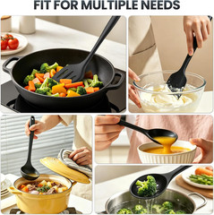 5PCS Silicone Kitchen Utensils Set, Non Stick Cooking Tools, Black | Silicone Sp