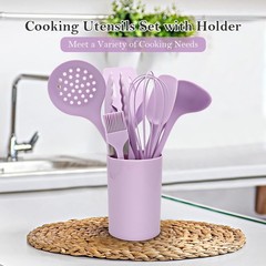 Kitchen Cooking Nonstick Silicone Utensils Set 11 pcs – Purple | Spatula Set …
