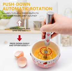 3× Manual Semi Automatic Whisk Egg Beater Mixer Stainless Steel Silver Stirrer