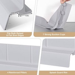 Protector antisalpicaduras para fregadero con ventosas, agua de silicona
